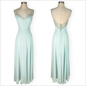 Morilee Mori Lee Aqua Lace Beaded Back Chiffon Gown Dress Bridesmaid NWT NEW 4
